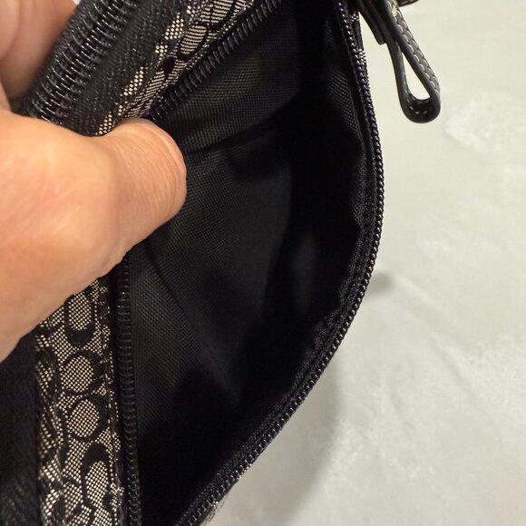 Vintage Coach Cosmetic Pouch Black and Grey Signature Jaquard Print - Picture 5 of 7